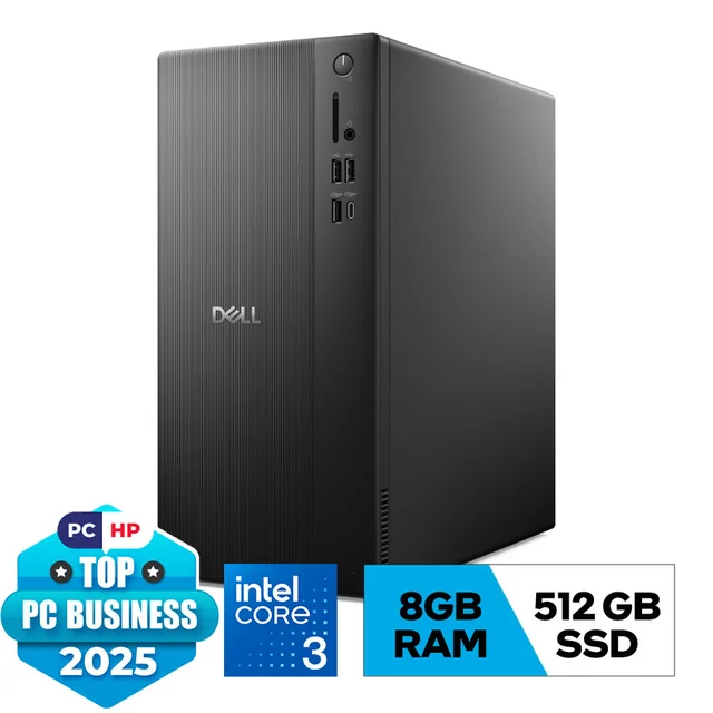 PC Dell Tower ECT1250 (i3 14100/8GB RAM DDR5/512GB SSD/WL+BT/K+M/180W/Win11)