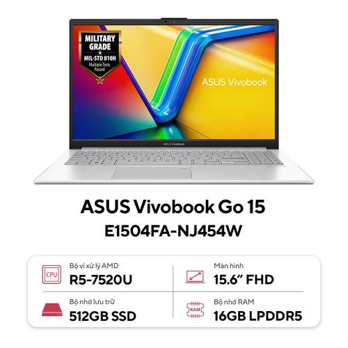 Laptop Asus VivoBook E1504FA-NJ454W (R5 7520U16GB RAM512GB SSD15.6 FHDWin11Bạc)